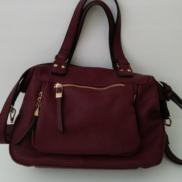 Urban Expressions Handbags - Urban Expressions Vegan Berry Bag  Double Handles and Cross Body Strap